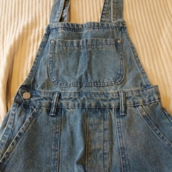 WeWoreWhat Slouchy Slit Overalls in Steel Jeans Pants Jumpsuit Wide Leg - Picture 9 of 11